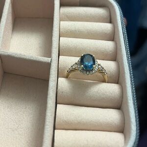 Kay Jewelers London Blue Topaz & 3/8 ct diamond ring
